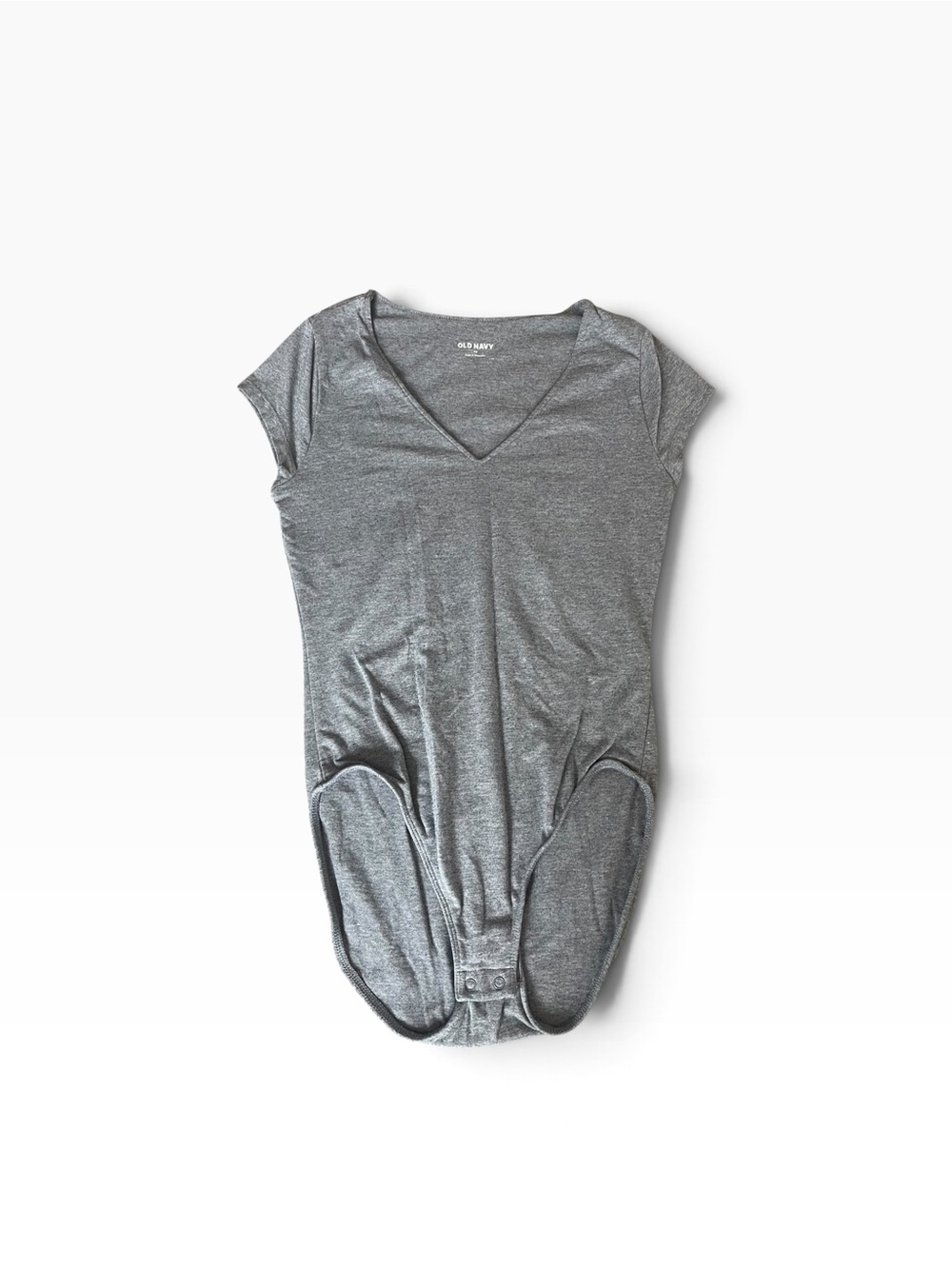 Old Navy Gray V-Neck Short Sleeve Bodysuit